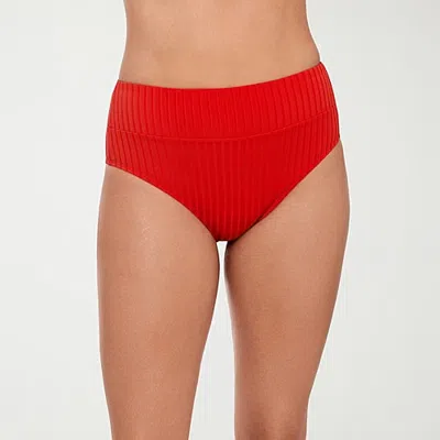 S3 Swim Womens Moderate Coverage High Waist Bikini Swimsuit Bottom In Red