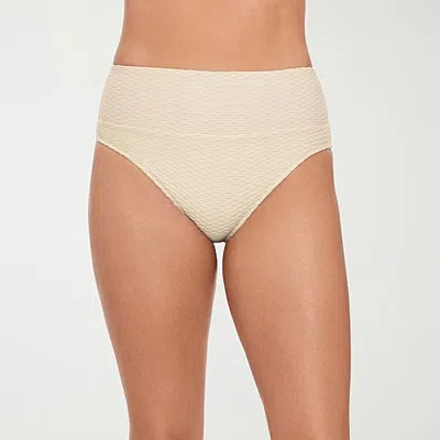 S3 Swim Womens Moderate Coverage High Waist Bikini Swimsuit Bottom In White
