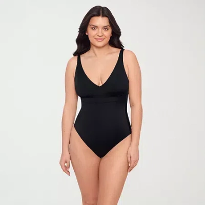 S3 Swim Womens Moderate Coverage One Piece Swimsuit In Black