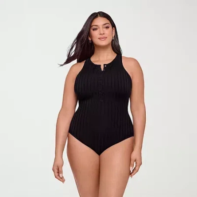 S3 Swim Womens Moderate Coverage One Piece Swimsuit In Black