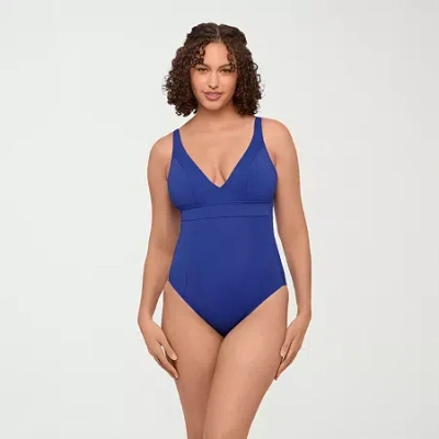 S3 Swim Womens Moderate Coverage One Piece Swimsuit In Blue