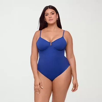 S3 Swim Womens Moderate Coverage One Piece Swimsuit In Blue