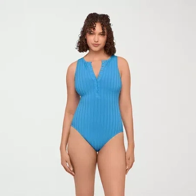 S3 Swim Womens Moderate Coverage One Piece Swimsuit In Blue