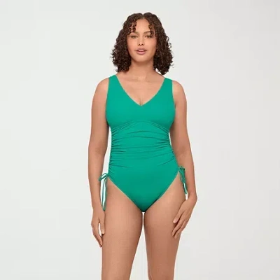 S3 Swim Womens Moderate Coverage One Piece Swimsuit In Green