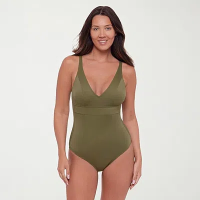 S3 Swim Womens Moderate Coverage One Piece Swimsuit In Green
