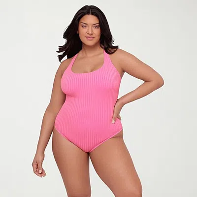 S3 Swim Womens Moderate Coverage One Piece Swimsuit In Pink