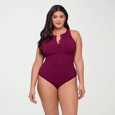 S3 Swim Womens Moderate Coverage One Piece Swimsuit In Red