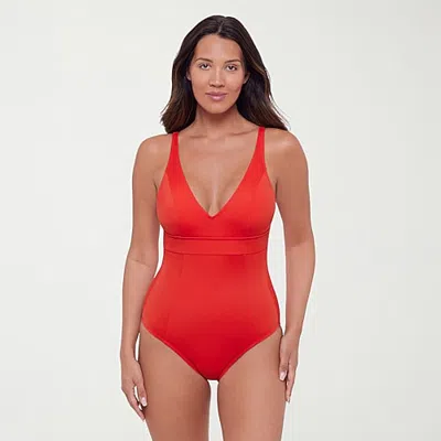 S3 Swim Womens Moderate Coverage One Piece Swimsuit In Red