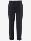 Sa Su Phi Angela Tartan Wool Pants With Turn-ups In Black