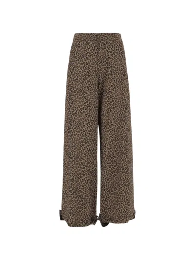 Sa Su Phi Animal-print Palazzo Trousers In Brown