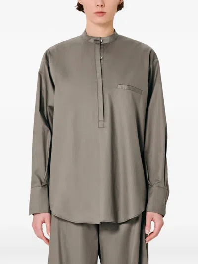 Sa Su Phi Balloon Chest-pocket Blouse In 그레이