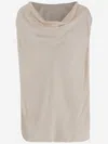 Sa Su Phi Beige Silk And Viscose Draped Top