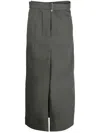 Sa Su Phi Belted Cotton Straight Skirt In Green