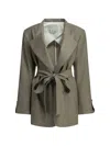 Sa Su Phi Belted Double-breasted Coat In Gray