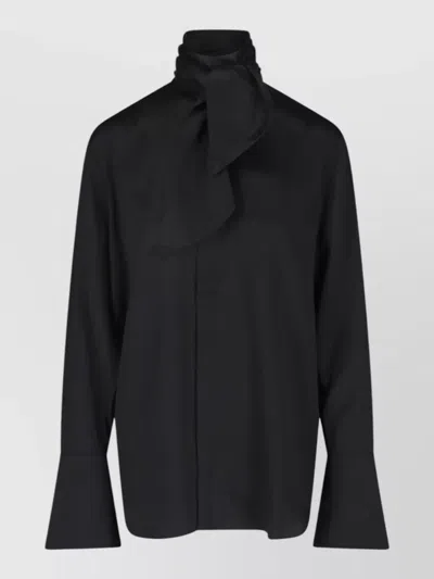 Sa Su Phi Tie-neck Flared-cuff Shirt In Blue