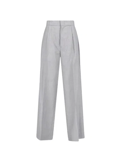 Sa Su Phi Grey Bogard High-waisted Wool Straight Trousers In Gray