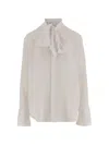 Sa Su Phi Silk Shirt With Mandarin Collar In White
