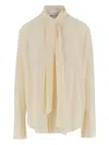 Sa Su Phi Ivory Silk Shirt With Front Bow In Neutral