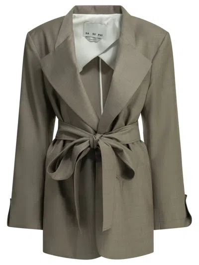 Sa Su Phi Brown Wool Silk Jacket