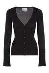 Sa Su Phi Button-up Knit Top In Black