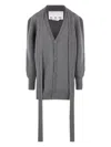 Sa Su Phi Buttoned Tie Cardigan In Gray