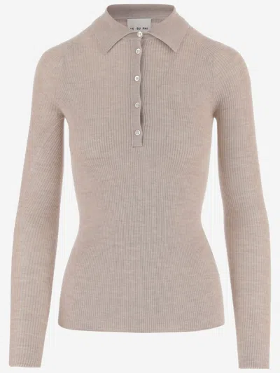 Sa Su Phi Cashmere And Silk Knitted Polo Shirt In Sand