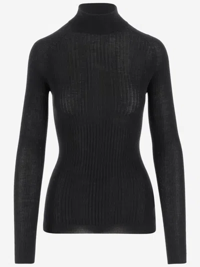 SA SU PHI CASHMERE AND SILK RIB KNIT SWEATER