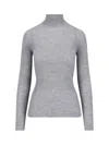 Sa Su Phi Long Sleeve Mock Neck Knitwear Top In Gray