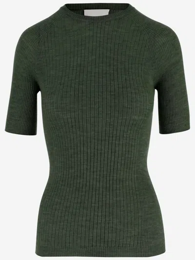 Sa Su Phi Cashmere Blend Ribbed T Shirt In Brown