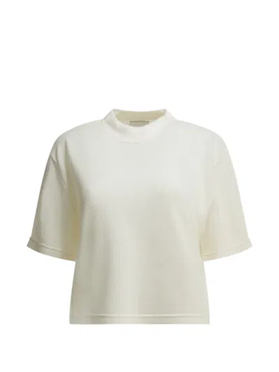 Sa Su Phi Short Sleeve Knitwear Soft Texture Ribbed Neckline In White