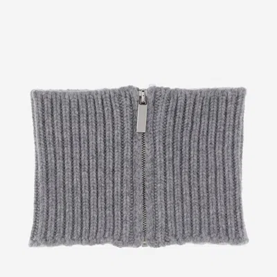 Sa Su Phi Ribbed Zip Neck-warmer Scarf In Gray