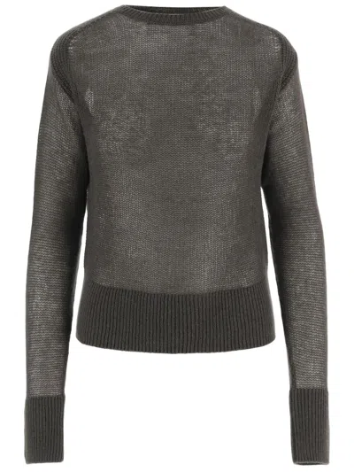 Sa Su Phi Cashmere Knit Sweater With Ribbed Details In Gray
