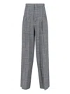 Sa Su Phi Tailored Grey Plaid Trousers With High Waist In Gray