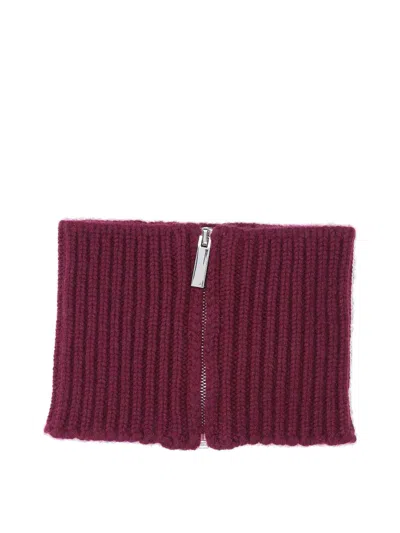 Sa Su Phi Textured Ribbed Scarf For All Seasons In Burgundy