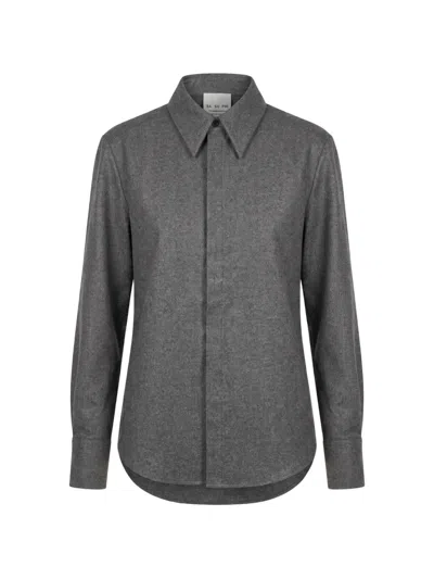 Sa Su Phi Concealed-front Wool Shirt In Gray