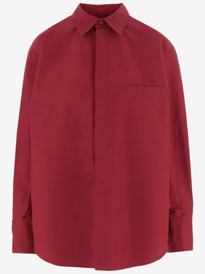 Sa Su Phi Cotton Blend Shirt With Ruffled Back In Red