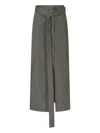 Sa Su Phi Cotton Skirt With Adjustable Waist And Front Slit In Gray