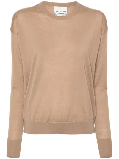 Sa Su Phi Crew-neck Cashmere Jumper In Beige