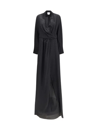 Sa Su Phi Criss-cross Polka-dot Silk Crepe De Chine Dress In Black