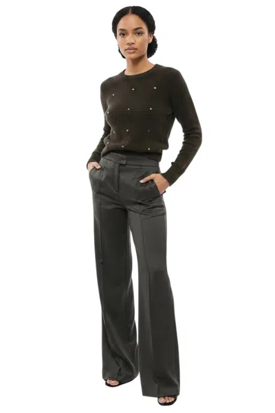Sa Su Phi Dark Grey Tailored Flat Front Pants In Black