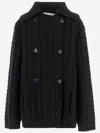 Sa Su Phi Double-breasted Wool And Cashmere Jacket With Cable Knit In Black