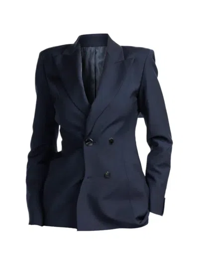 Sa Su Phi Double-breasted Blazer In Blue