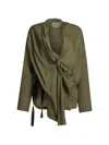 Sa Su Phi Draped Belted Wrap Jacket In Green