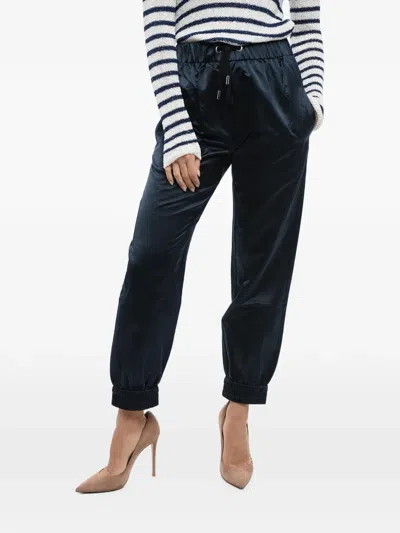 Sa Su Phi Drawstring-waist Silk Track Pants In Blue