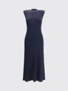 Sa Su Phi Ribbed Cashmere Silk Sleeveless Long Dress In Blue