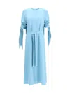 Sa Su Phi Belted Crepe De Chine Maxi Dress In Blue