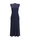Sa Su Phi Ribbed Cashmere Silk Sleeveless Long Dress In Blue