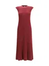 Sa Su Phi Ribbed Cashmere Silk Sleeveless Long Dress In Red