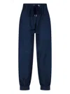 Sa Su Phi High-waisted Silk Blend Athletic Pants With Drawstring Closure In Blue