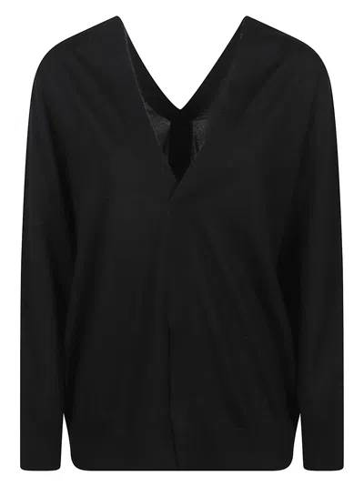 Sa Su Phi Front And Back V Neck Sweater In Black